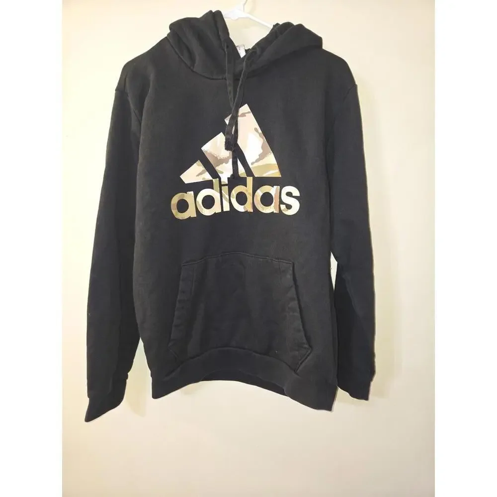 Adidas Black Hoodie with camo Logo, Men's Medium